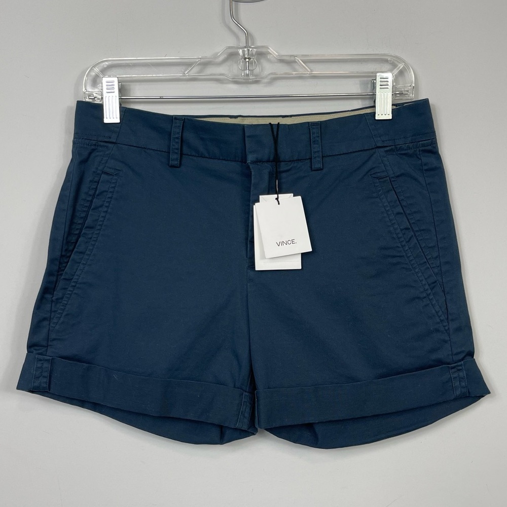 Vince Rolled Cuffed Chino Shorts Blue NWT Classic Preppy Women’s Size 2 - Picture 13 of 15